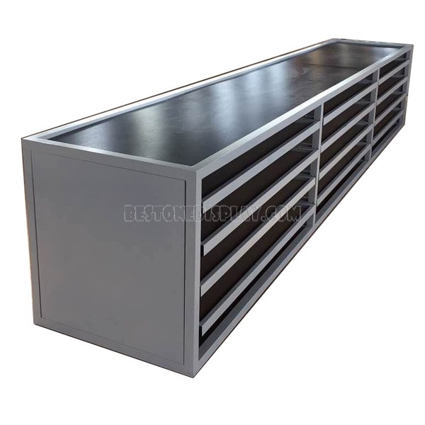 Fashion Wooden Flooring Tile Drawer Display With Metal For Advertising WSR-025