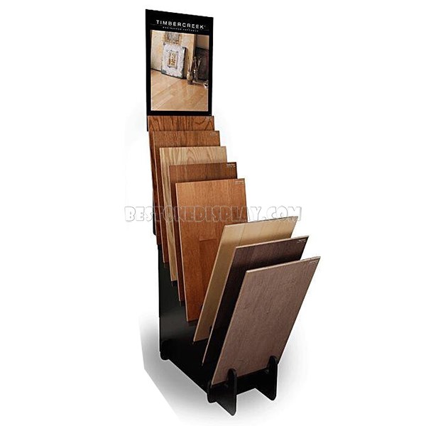 Good Quality Wooden Flooring Tile Display Rack With MDF Board For Logo Screen Printed WSR-032