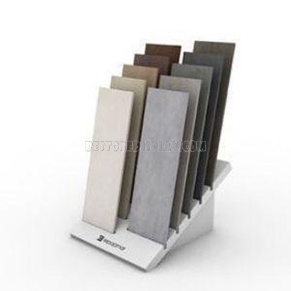 Special Design Natural Stone Display Shelf With MDF Board For Logo Printed CSR-050