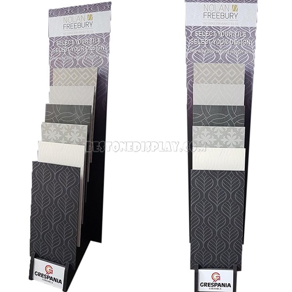 Unique Design Carpet Display Shelf With Metal For Logo Printed CSR-057